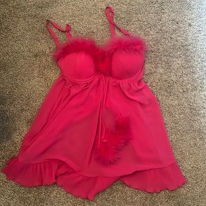 hot pink lingerie slip dress